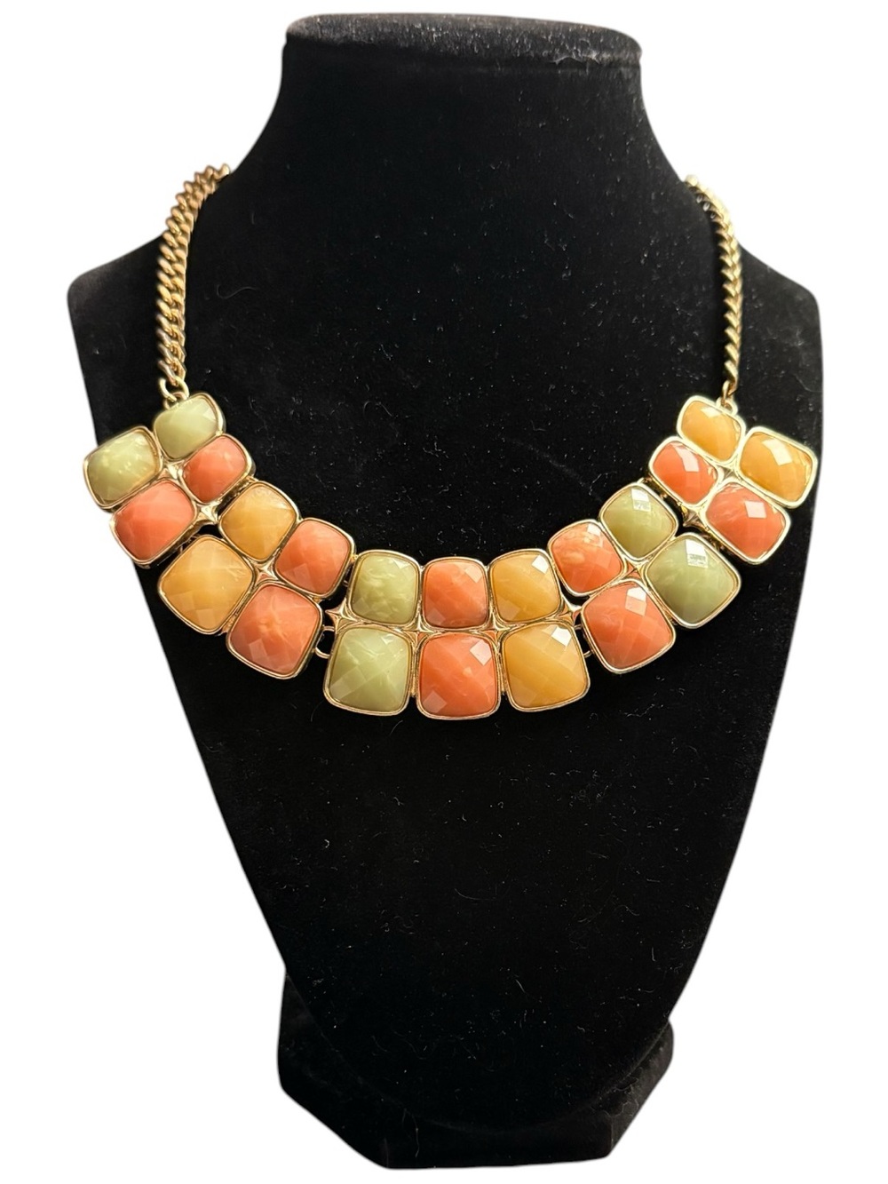 Bundle 3 for $15- Gold-Tone Multicolor Cabochon Statement Necklace